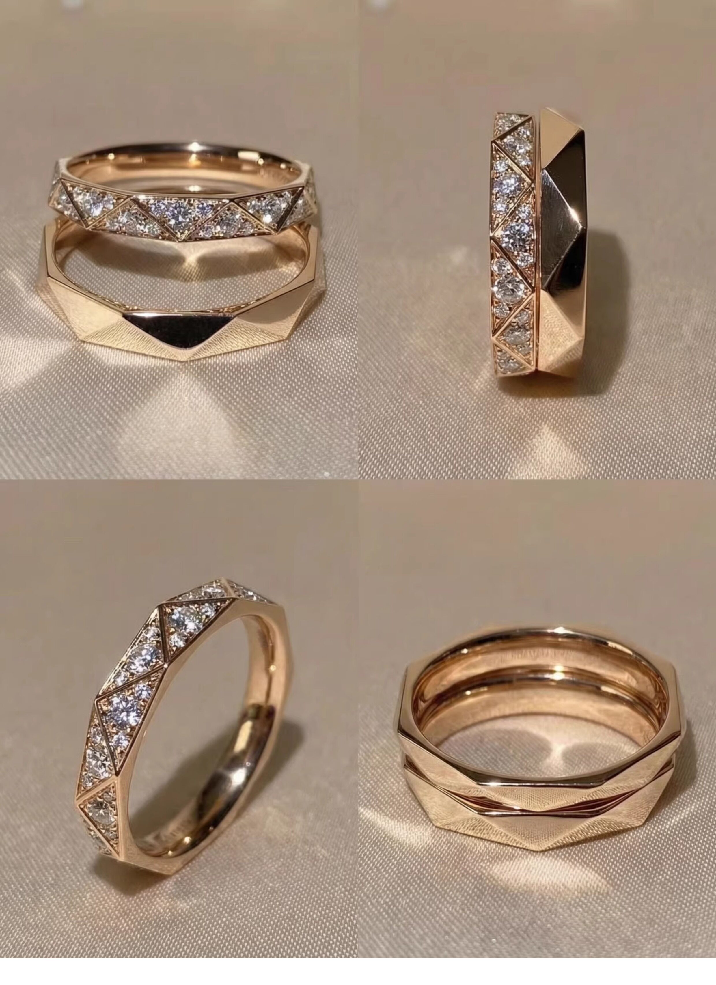Кольцо 情侣戒指一对闭口结婚纯银18k玫瑰金订婚定制男女轻奢高级感对戒 Other home