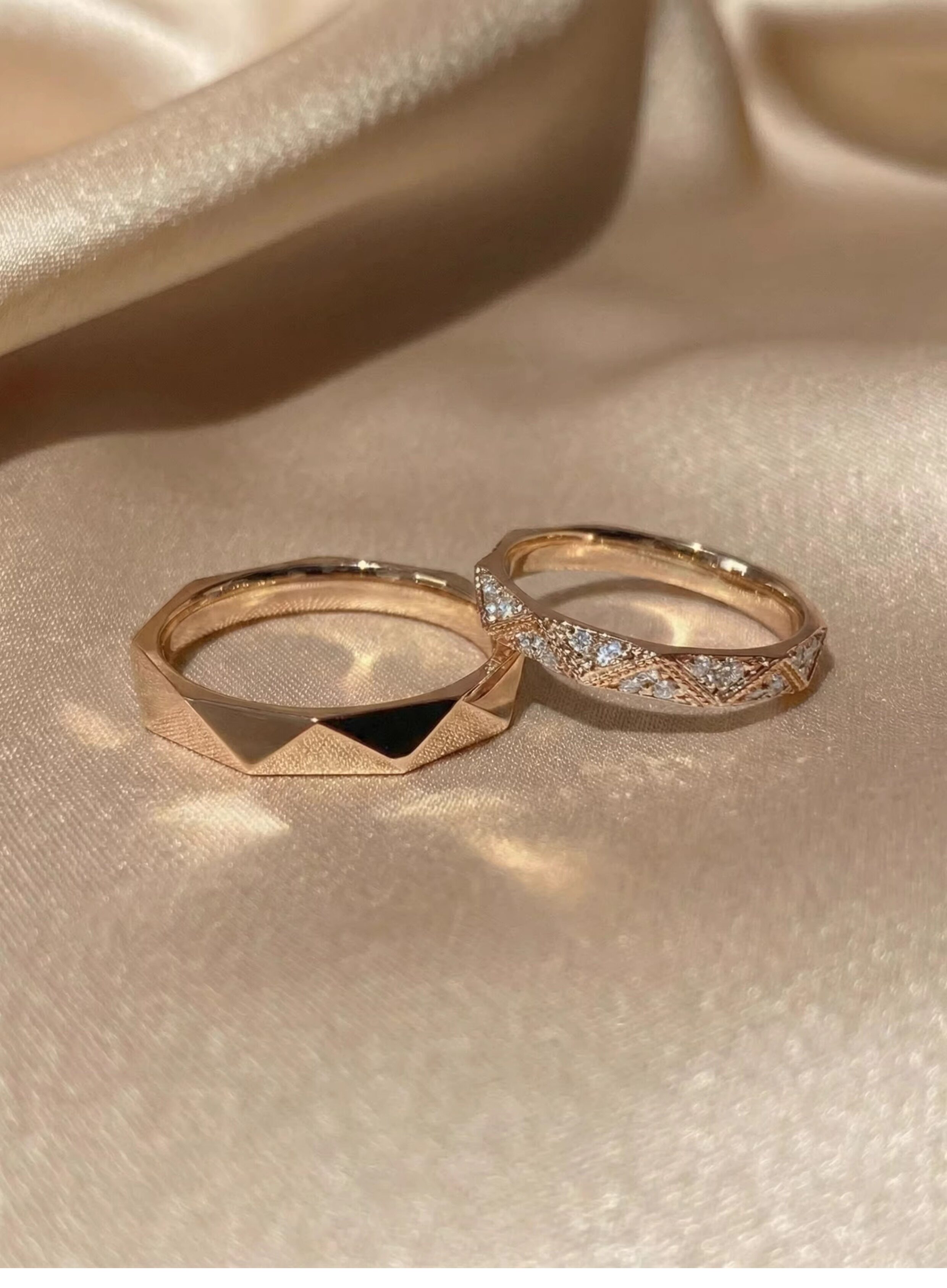 Кольцо 情侣戒指一对闭口结婚纯银18k玫瑰金订婚定制男女轻奢高级感对戒 Other home