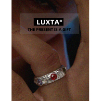 LUXTA s925 silver ring colorful gem retro ring ring ring texture sterling silver hip hop same tide ins