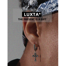LUXTA S925 silver cross earrings gigs gag old vintage sterling silver Cuban earrings men and women hip hop