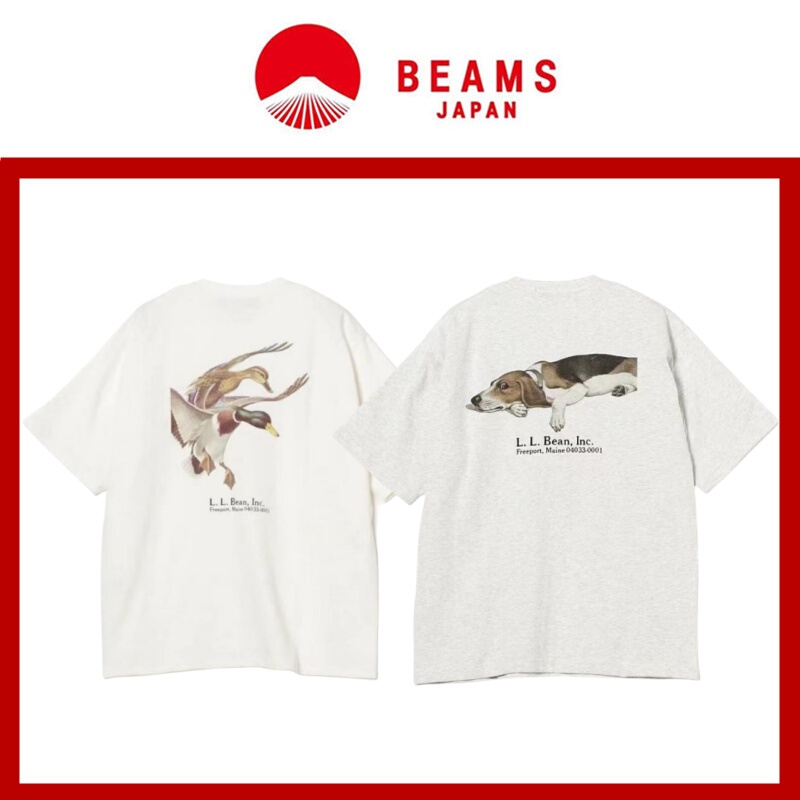 [in Stock] Beams X Llbean Japanese Retro Fun Animal Limited Edition Short Sleeve Casual Loose T-Shirt Trendy