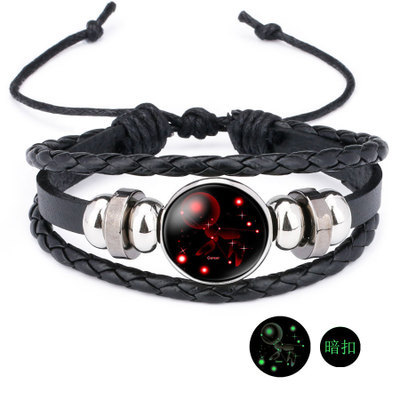 Vòng tay 12 chòm sao Sen phiên bản nam Hàn Quốc của cặp đôi cá tính đơn giản retro thời trang nữ sinh viên vòng tay kim cương