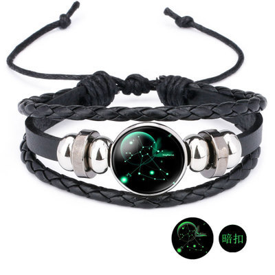 Vòng tay 12 chòm sao Sen phiên bản nam Hàn Quốc của cặp đôi cá tính đơn giản retro thời trang nữ sinh viên vòng tay kim cương