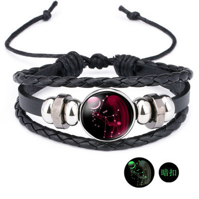 Vòng tay 12 chòm sao Sen phiên bản nam Hàn Quốc của cặp đôi cá tính đơn giản retro thời trang nữ sinh viên vòng tay kim cương
