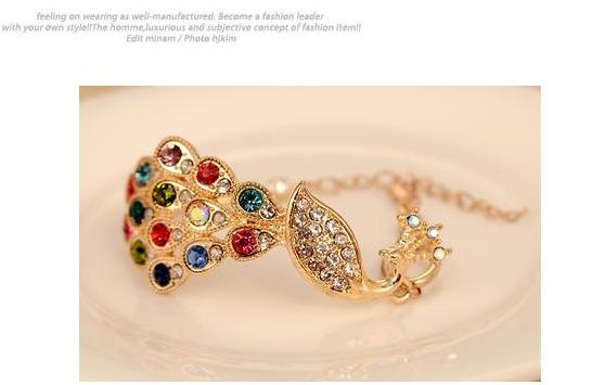 Sang trọng cao quý lãng mạn những người yêu thời trang rhinestone đầy màu sắc vòng tay con công vòng tay vòng chân trang sức Hàn Quốc E043 - Vòng chân vòng chân bạc tây tạng