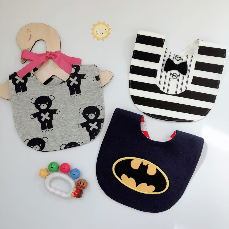 Double-sided waterproof mouth baby bib baby drool towel around pure cotton newborn drool cartoon bib anti-spitting milk