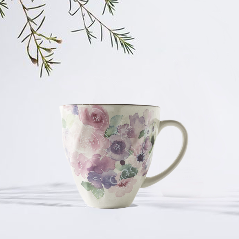 Japanese original imported ceramic blue Mi - burnt ceramic cup cup of coffee cup - floral room Mark cup