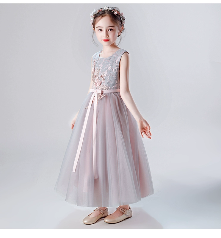 Mùa hè cô gái công chúa váy hoa cô gái chủ tiệc cưới catwalk piano trang phục fluffy váy - Váy trẻ em