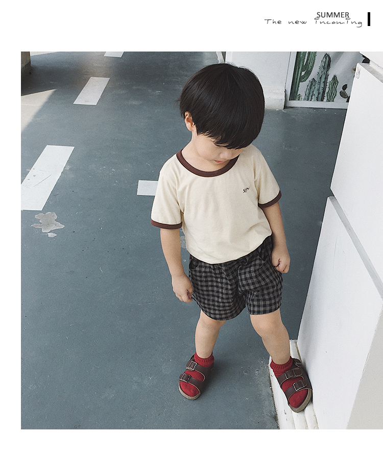允 儿 2018Summer áo sơ mi nam cotton mới cho bé sơ sinh nửa nhỏ tay áo mỏng đồ bộ cho bé gái