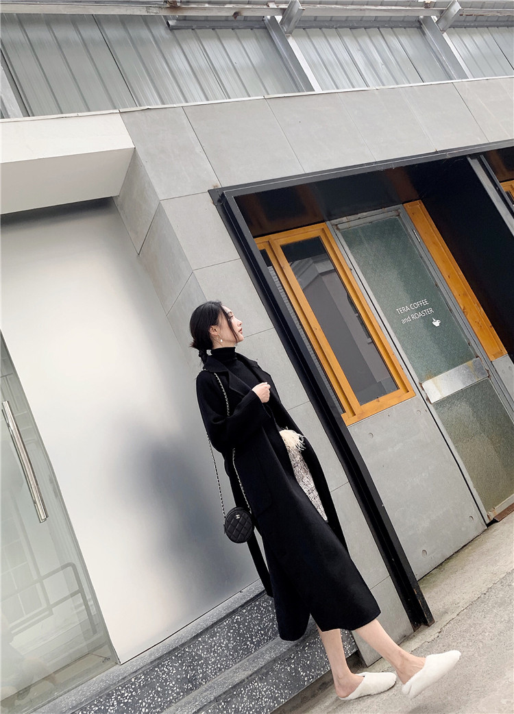 Áo khoác len nữ dài phần phiên bản Hàn Quốc 2018 mới qua đầu gối cộng với áo len cashmere hai mặt dài áo phao nữ