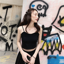 Spring and summer new black and white wrapped strapless navel sexy condole belt slim fit small vest ultra-short coat women's tide