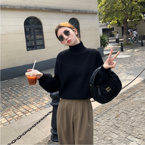 Japan 2022 new black winter black sweater wears loose lazy wind and thin head knitted coat
