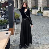 Japan Autumn and Winter New Black Half Dress Design A-Word Suit Suit with a Sense Skin