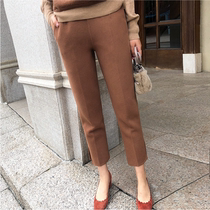 Japanese straight tube thickened hair whisky small feet radish pants large-code Harlen pants nine-minute cigarette pants casual suit trousers