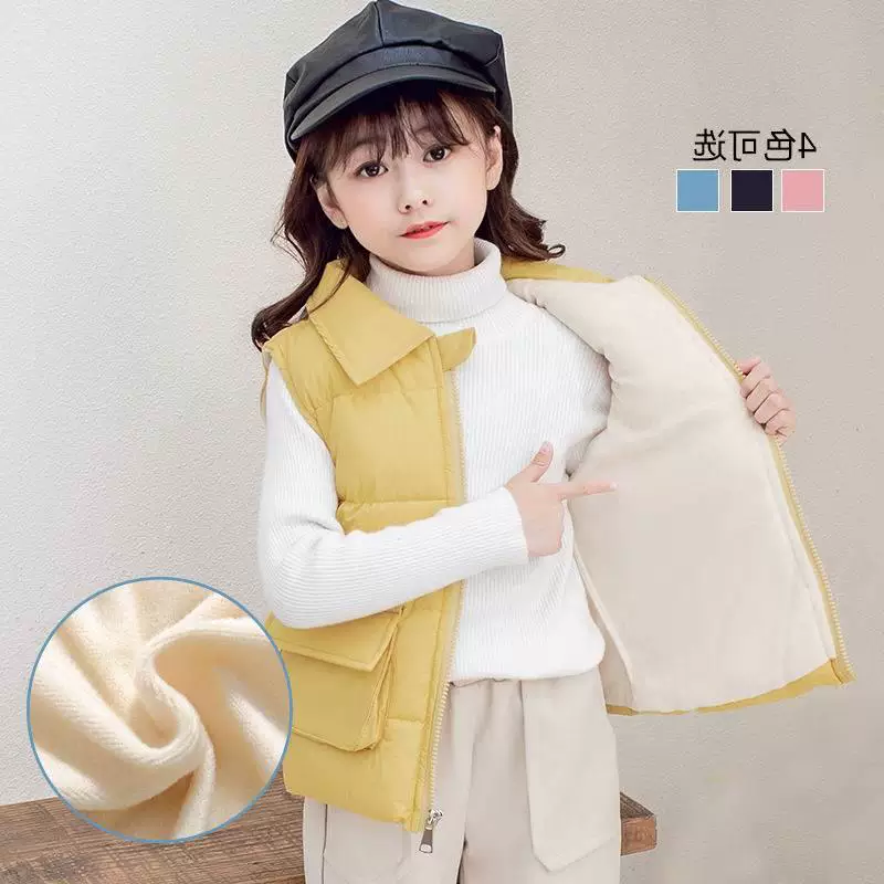 Children's autumn demi-season keep warm vest for men and women, trend of season, Korean style, for teenagers