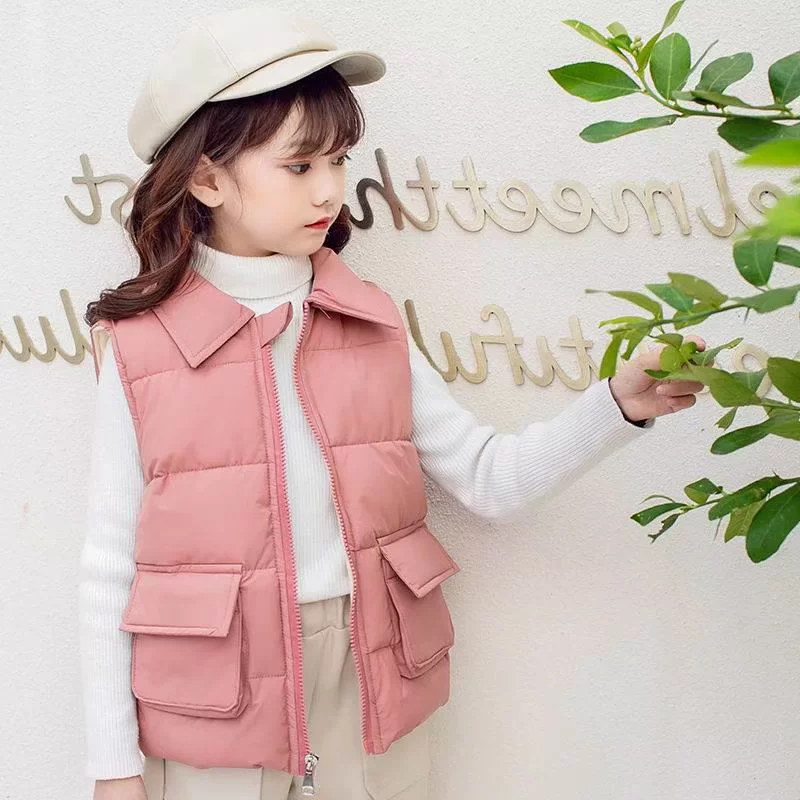 Children's autumn demi-season keep warm vest for men and women, trend of season, Korean style, for teenagers