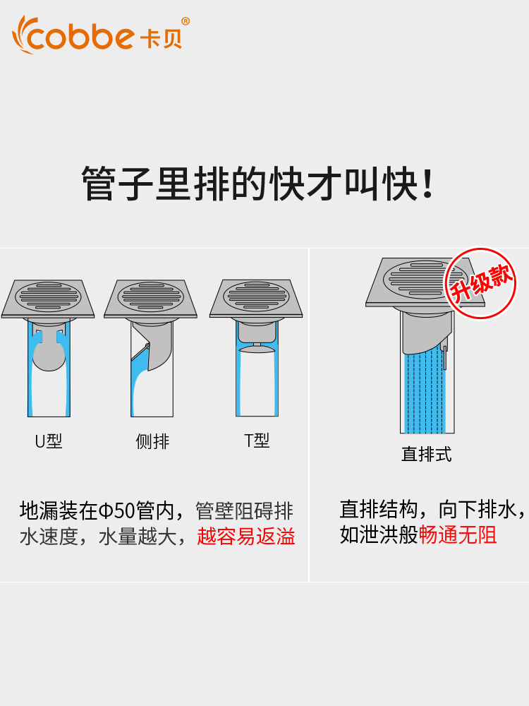 Kabe black deodorant floor drain Washing machine Shower room deodorant core Powder room Sewer copper floor drain deodorant