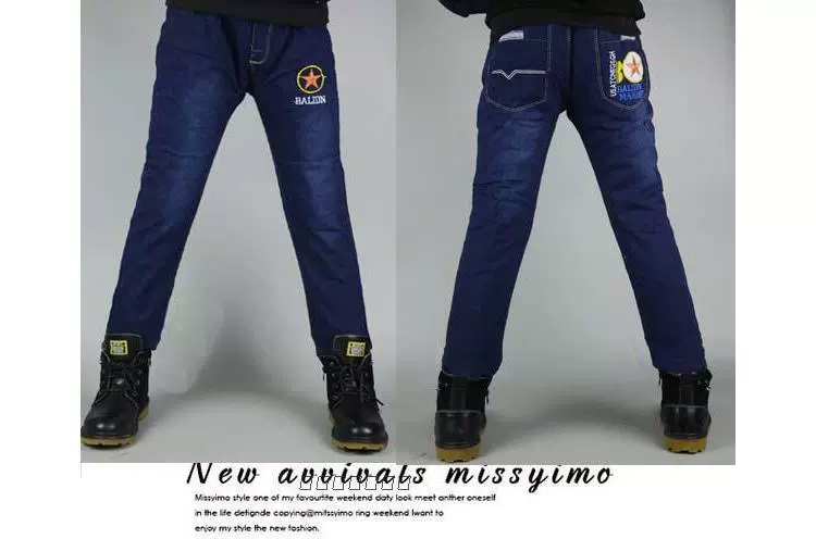 Quần áo trẻ em bé trai cộng với cotton cộng với quần jean nhung Quần trẻ em quần dài trẻ em dày mùa đông quần bé trai mới