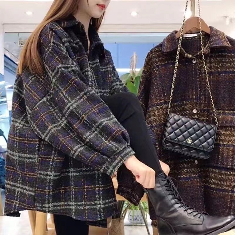 Original Surplus from Italian Designer Brands, Women's Vintage Woolen Thickened Shirt, Loose Casual Stylish Jacket