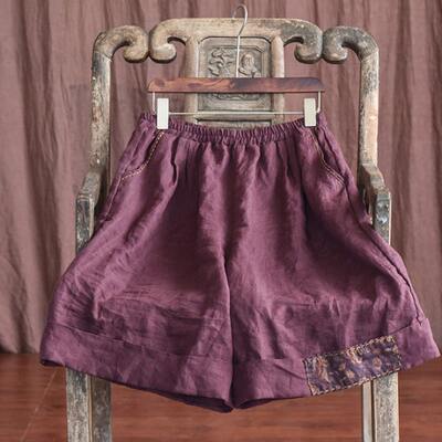 Clearance sale and bargain hunting ~ Leftover goods from major foreign trade brands, cut labels, women's sand-washed linen shorts, casual five-inch cotton and linen wide-leg pants