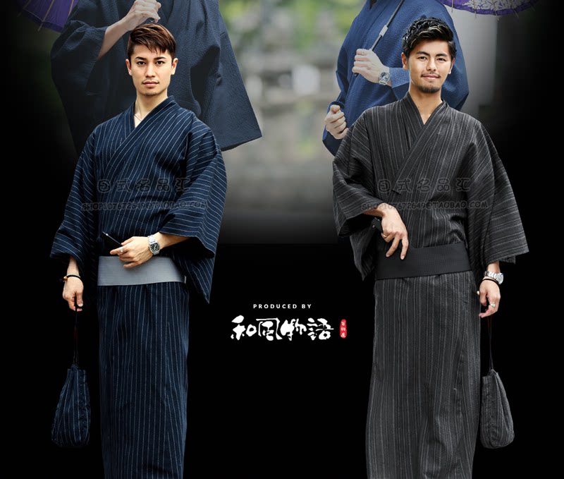 日本和服男黑蓝纯色套装：穿越四季的武士风华，如何演绎现代和风美学?-Cosplay男装-淘宝百科网