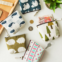 South Koreas new simple Korean version of the coin bag female mini coin bag small wallet Female short fabric coin bag canvas