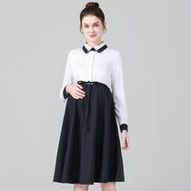 Gestational Maternity 2022 Spring new long sleeves Pregnant Woman Dress Dress Woman Career Interview for long dress Long dress Long dress