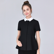 Pregnant womens summer short-sleeved shirt womens fashion pregnant womens interview pregnancy loose shirt out professional overwear shirt