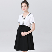 Pregnant women 2020 Summer Dress New pregnant women dress womens summer short sleeve professional work wear pregnancy long skirt