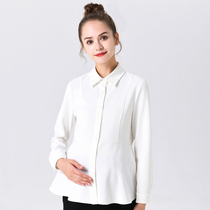 Pregnant women autumn and winter clothes White pregnant womens thick long sleeve shirt business professional interview tooling OL top