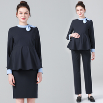 Pregnancy Woman Dress Spring Autumn Suit Woman Long Sleeve Shirt Bag Skirt Straight Drum Pants Jacket Two Sets Career Interview Tooling Tide