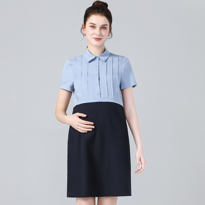 Pregnancy Woman Dress 2022 Summer New Short Sleeve Pregnant Woman Foreign Dress Women's Job Interview For Work Tooling Skirt