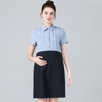 Pregnancy maternity dress 2022 Summer new short sleeve pregnant woman with dress and woman fake two job interview for work dress