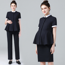 Gestational Woman Dress 2022 Summer Short Sleeve Pregnant Woman Career Suit Womens Shirt Long Pants Bag Skirt Pregnancy Two Sets