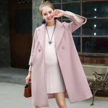 Business maternity wear autumn and winter clothing pregnant womens woolen coat female OL loose size long winter woolen coat tide mother