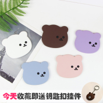 South Korea cute Net red hand portable small mirror female makeup mirror portable silicone mini small makeup hand holding mirror