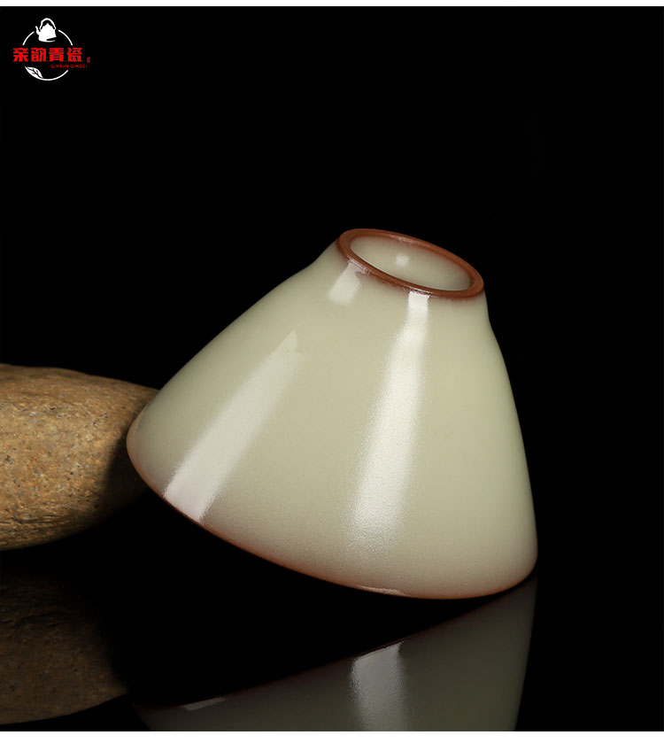 Poly real scene celadon teacup single cup Wang Wenge up red tire hand crack from lard sample tea cup cold ceramic tea cup ice