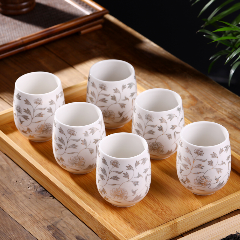 Jingdezhen ceramic cups tea six pack tea tray was home to use individual single CPU contracted Japanese tea cups