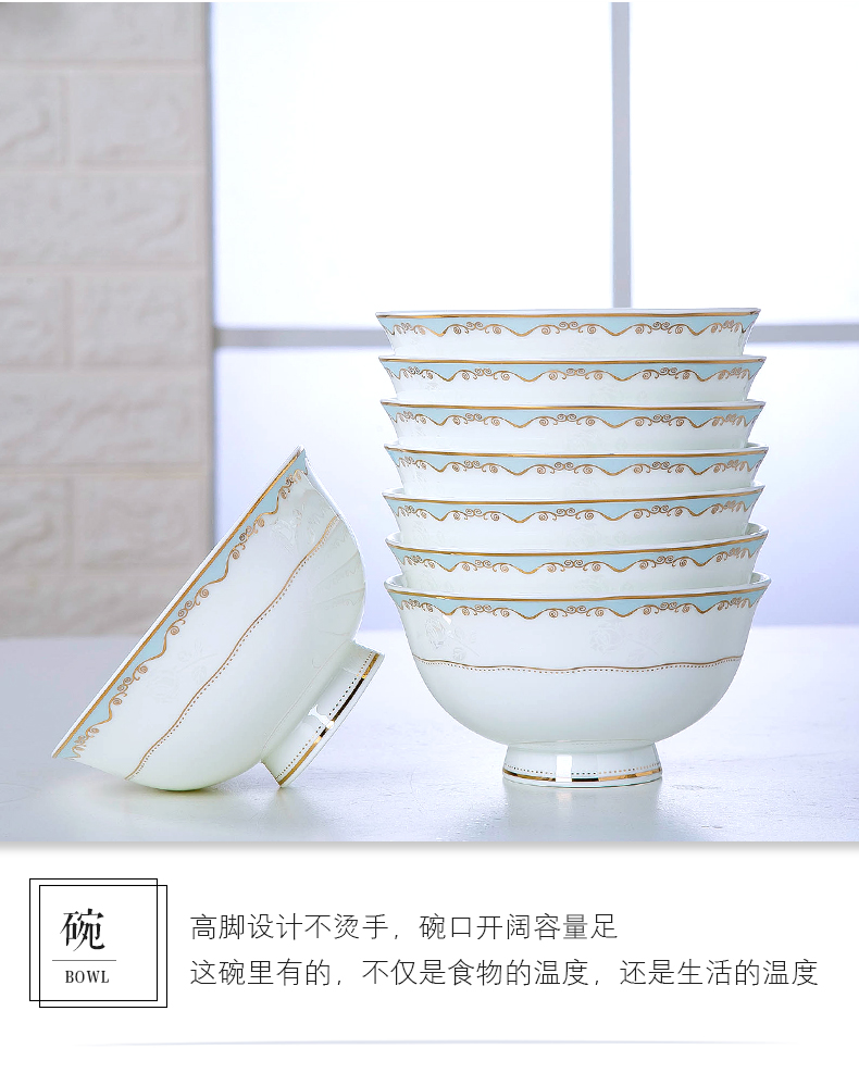 Poly real scene of jingdezhen ceramic dishes suit 10 household contracted Europe type tableware portfolio wedding gifts