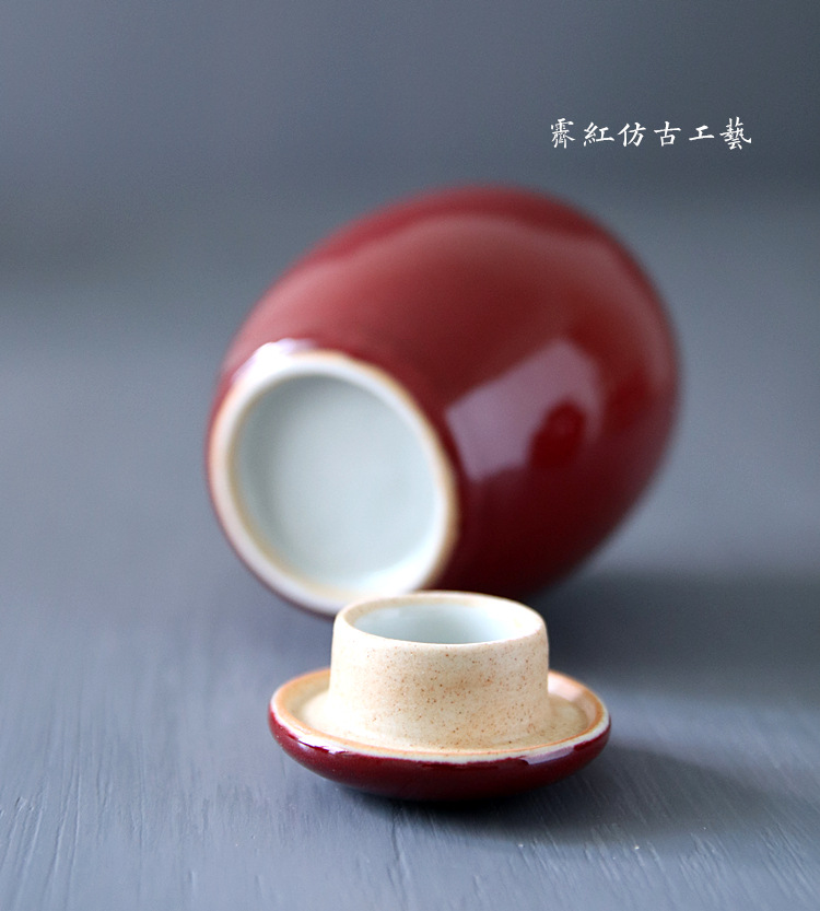 Poly real JingJi red caddy fixings jingdezhen manual archaize ji caddy fixings store receives little tea pot of tea