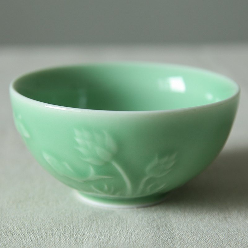 Poly real scene celadon creative Chinese ceramic tableware single dishes cup suit household pure color special dishes