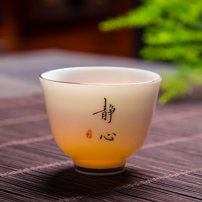 Suet jade porcelain teacup personal special ceramic single sample tea cup tea cup master cup kung fu tea set, household glass