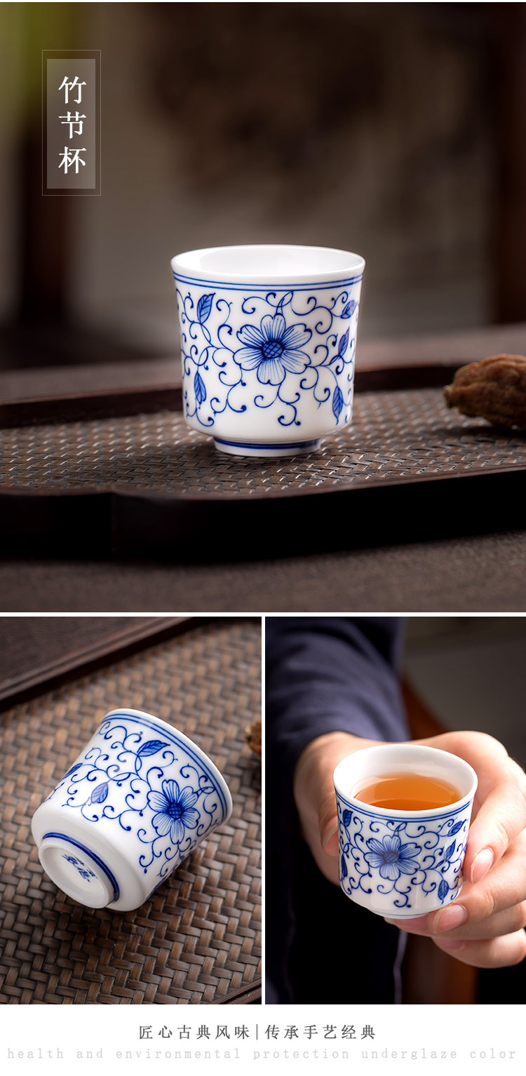 The Poly real view jingdezhen hand - made sample tea cup single cup small single blue and white porcelain ceramic household kung fu tea cups