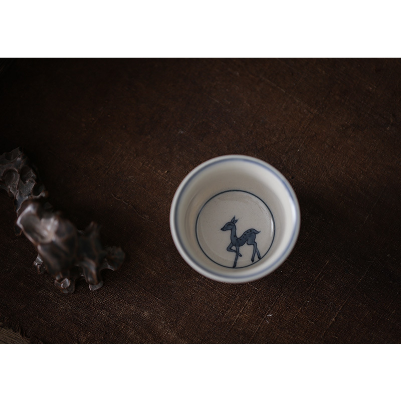 Poly real view jingdezhen blue and white hand draw sample tea cup kung fu tea cups of kung fu tea plant ash glaze small tea cups