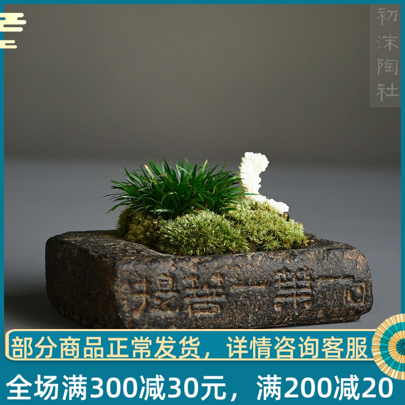 Poly real scene of tea plant flower tea table furnishing articles calamus basin ceramic vase zen imitation of han brick bonsai
