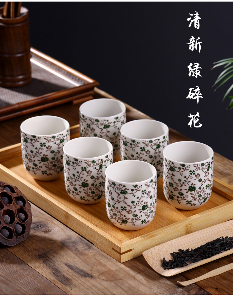 Jingdezhen ceramic cups tea six pack tea tray was home to use individual single CPU contracted Japanese tea cups