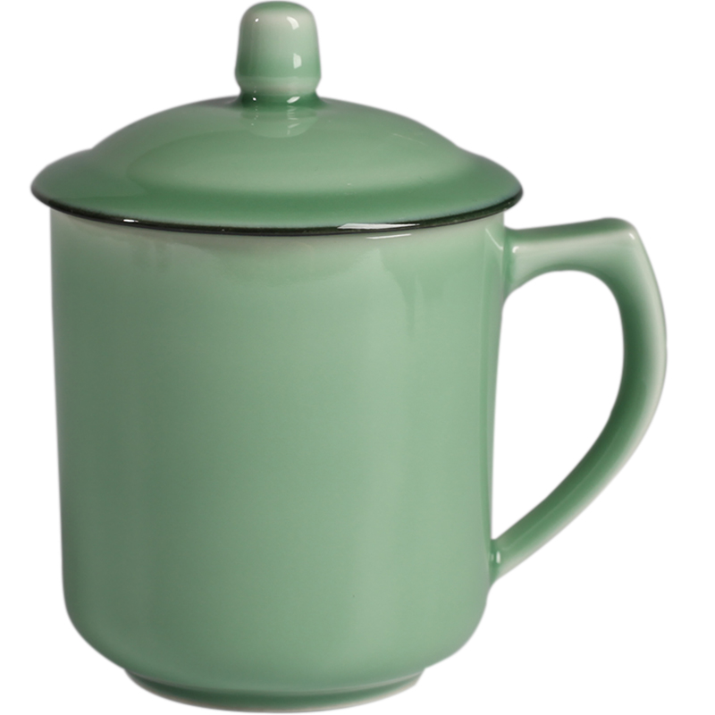 Porcelain rhyme together scene up celadon tea cup office boss cup large ceramic cups with cover general 500 ml cups