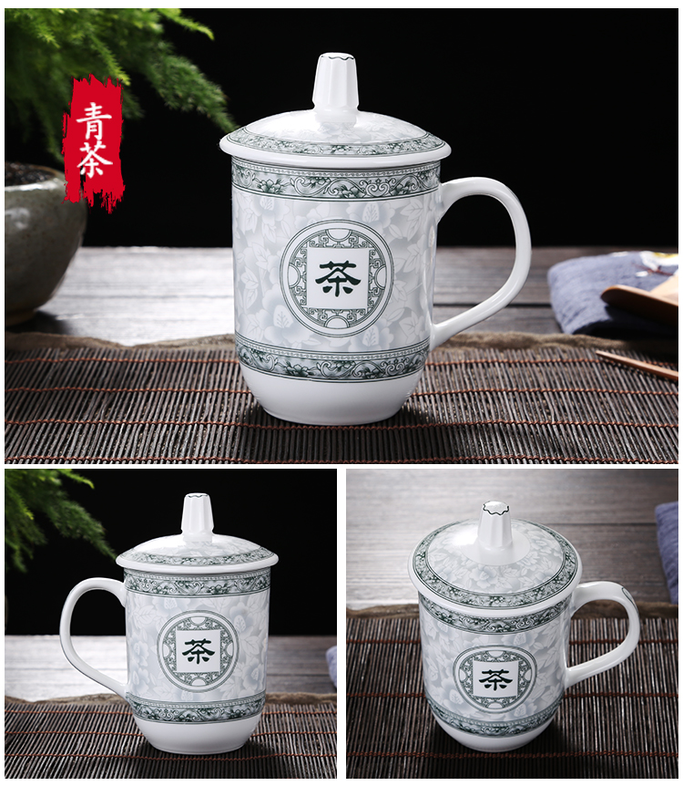 Jingdezhen ceramic cups with cover the domestic cup suit mark cup hotel and office glass cup