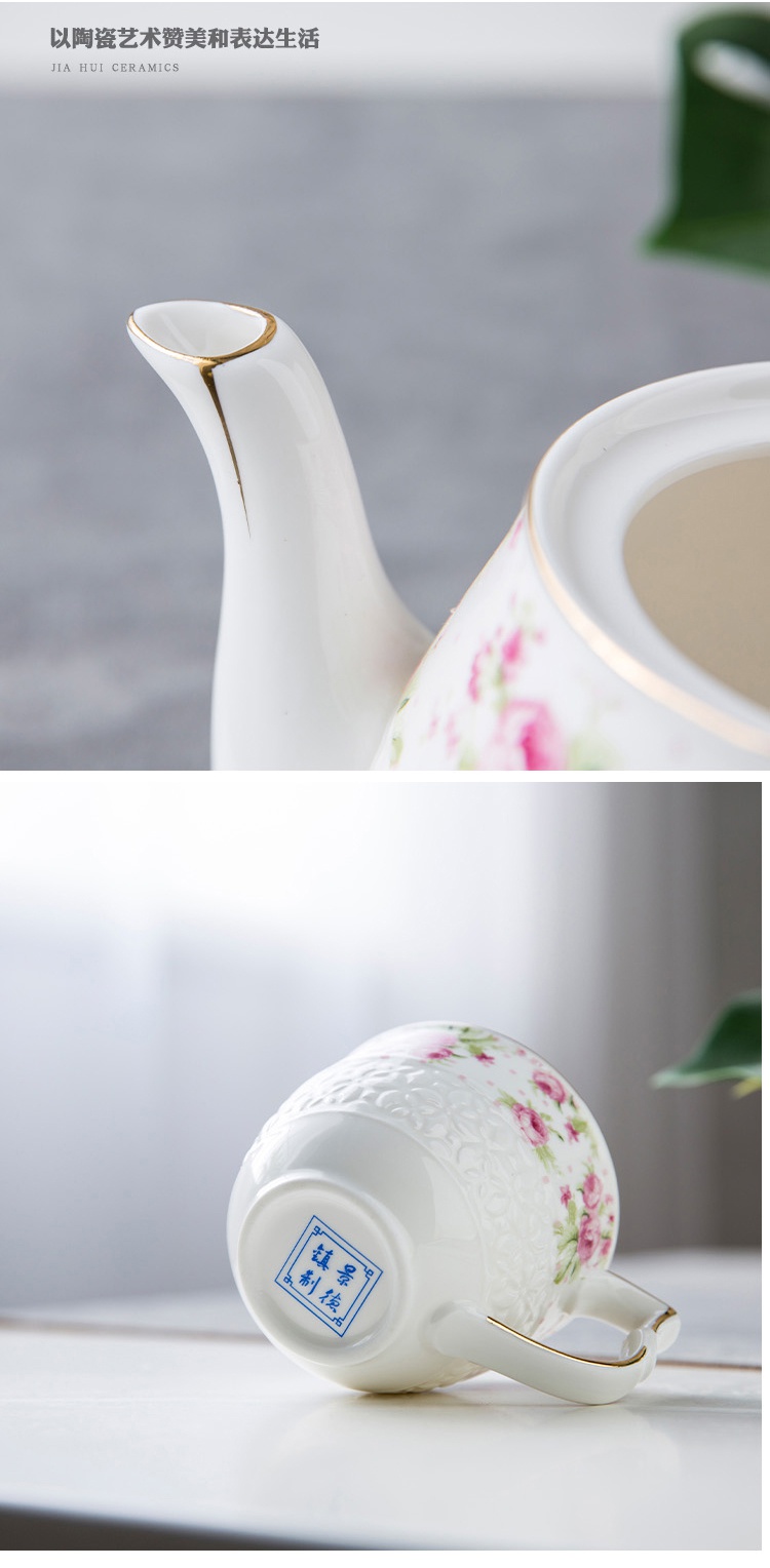 The Poly real scene of jingdezhen tea service suit visitor home sitting room wedding anniversary of a complete set of European glass ceramic teapot