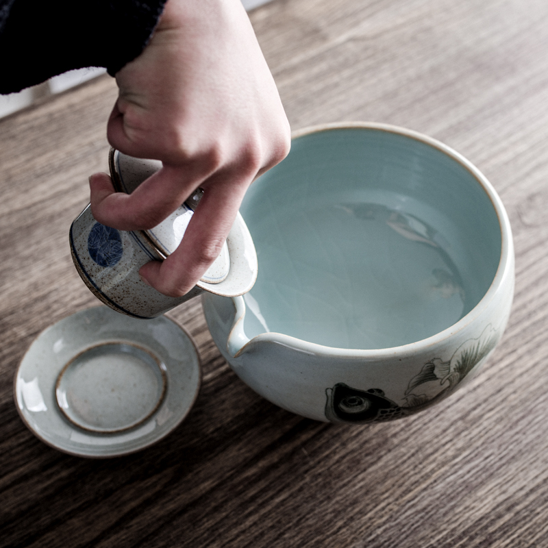 Poly real archaize ceramic tea wash to built water scene hand - made ink Chinese style household large bucket water to wash the tea taking tea wash slag zero